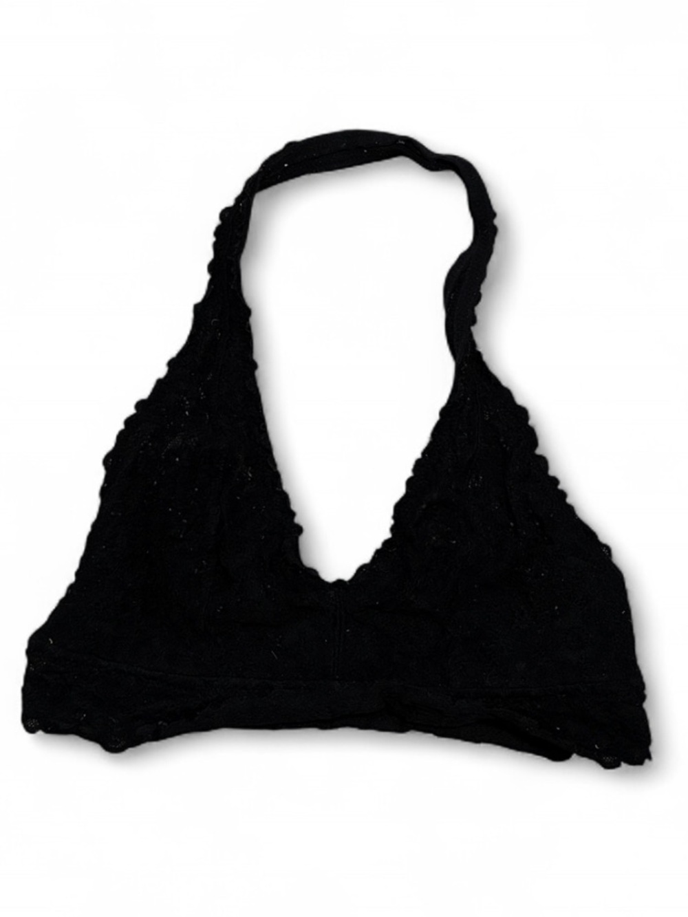 Aerie Black Lace Unlined Halter Bralette